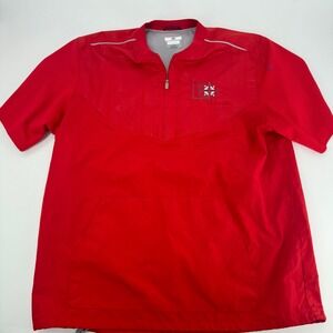 Majestic Men's Red DC Baseball Pullover Quarter Zip Short Sleeve‎ Jacket XL